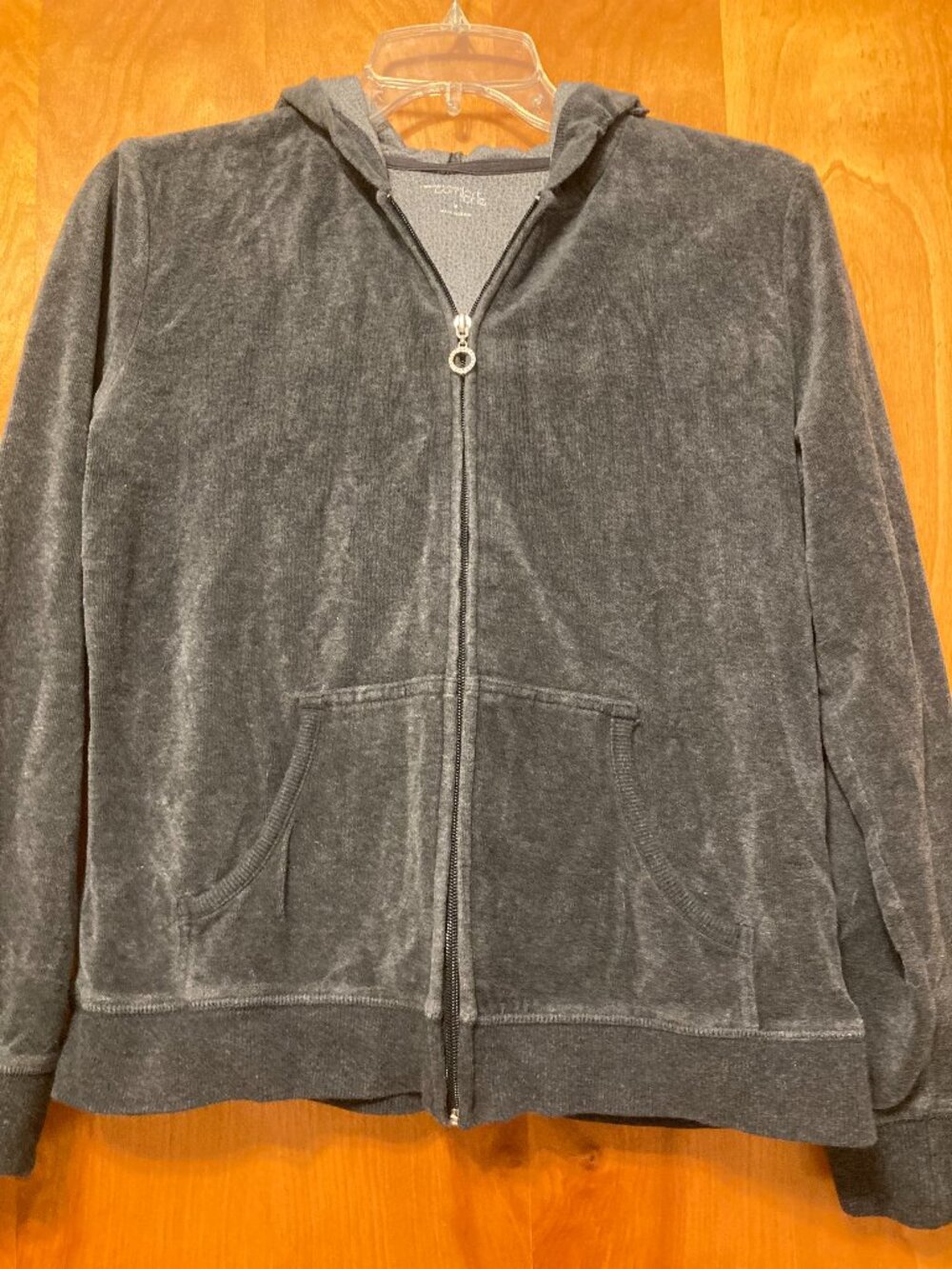 New York & Company vintage grey velour full-zip hoodie jacket M